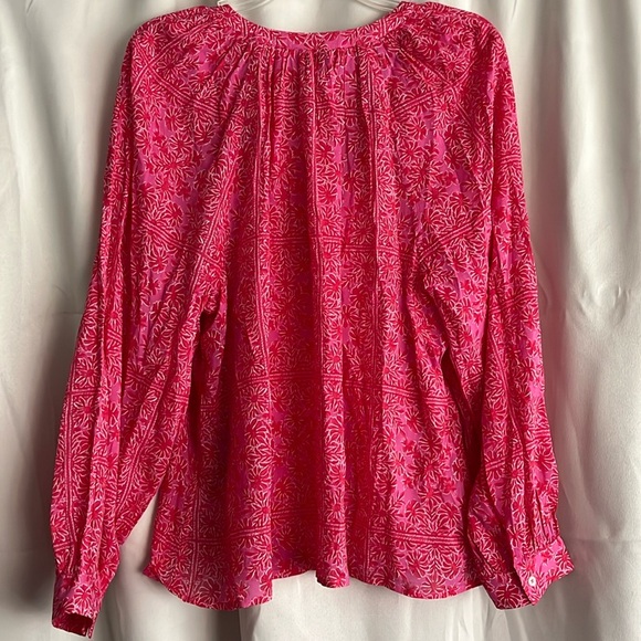 Vineyard Vines Printed Button Down Blouse Pink Red Floral Size XL - Picture 4 of 6